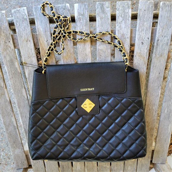 Ellen Tracy Bags New Ellen Tracy Black Quilted Vegan Shoulder Bag
